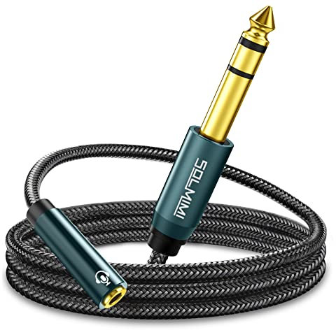 SOLMIMI 1/4 to 1/8 Headphone Adapter, 4 Feet/1.2m 6.35mm Male to 3.5mm Female TRS Stereo Audio Jack Adapter Cable for Mixer Guitar Amp Piano Keyboard Amplifier Headphone Speaker - 1.2m