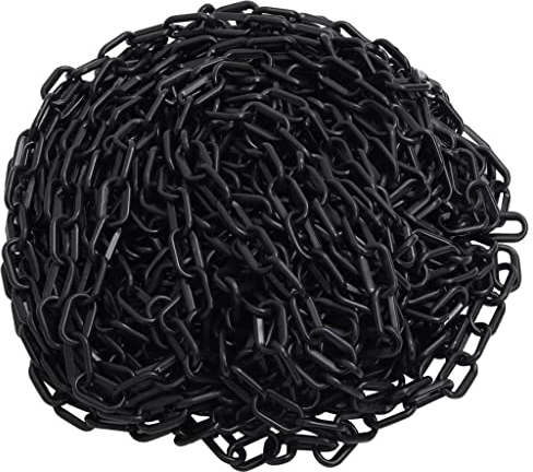 vidaXL Absperrkette Warnkette Sicherungskette Kette Kunststoffkette Sicherheitsabsperrung Plastikkette für Innen Außen Schwarz 100m Ø4mm Kunststoff