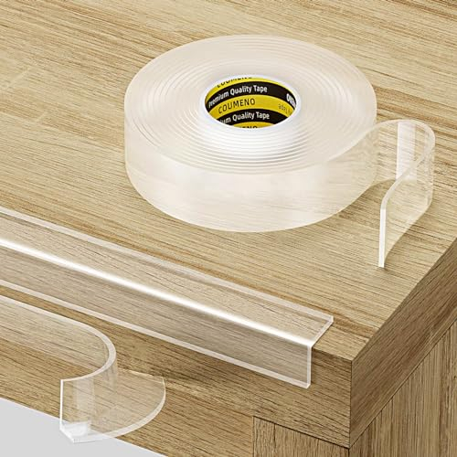 COUMENO Clear Edge Protector, 20mm x 3m,2mm(T), Baby Proofing Corner Guards,Transparent Edge Corner Guard & Strong Adhesive Furniture Strip,Self Adhesive Safety Bumper for Cabinets,Tables,Beds,Kitchen
