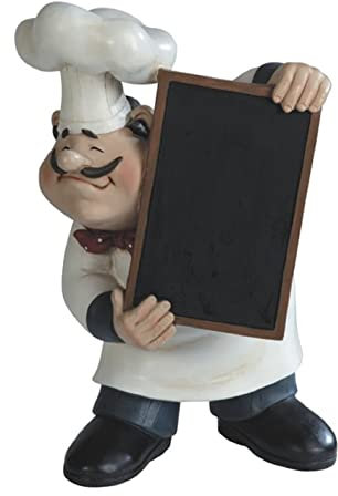 ICE ARMOR 27,9 cm H Chef hält Kreidetafel Menü Tafel Statue Küche Dekoration Figur