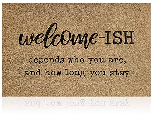 JJUUYOU Welcome Mats for Front Door Outdoor Entry Welcome Ish Funny Doormat Non-Slip Rubber Mat Indoor Farmhouse Entrance Decor for Kitchen Rugs Balcony Patio-70 x 45 cm