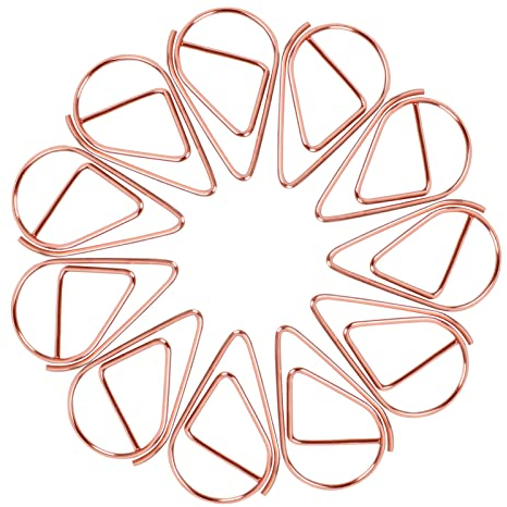 Büroklammer-50pcs Durable Briefklammern, Wassertropfen Form Papierklammern,Kleine Büroklammern Herz Metall für Foto Papier Buch Memo Karte Poster und Briefkopf-Einladungen -1.6x2.5cm (Roségold)