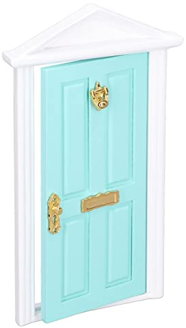 Mini-HolztüR, Helle Farbe, Lebendige Details, Glattere Kanten, Puppenhaus-Miniatur-FeentüR FüR 1:12 Puppenhaus-Geschenke Minzgrün Puppen & Plüschtiere