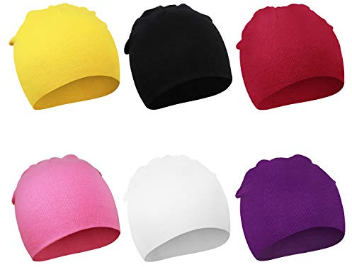 DRESHOW 6 Stücke Unisex Mütze Hut Junge Mütze Frühling Mützchen Kleinkind Wendemütze Jersey Slouch Beanie Bekleidung Unisex Infant Hut Kindergarten Mütze