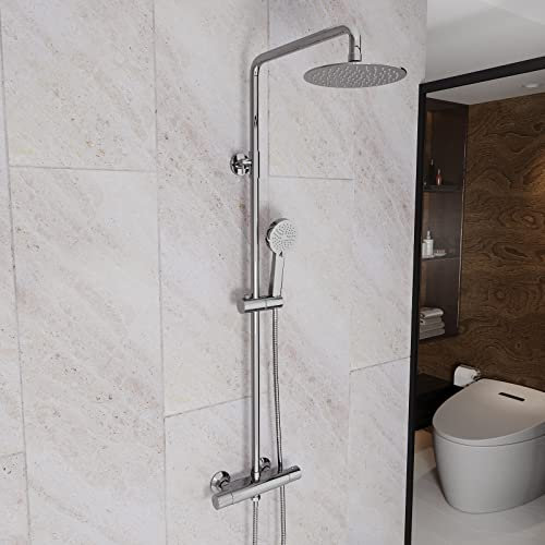 Nes Home Modern Round Exposed 2 Way Thermostatic Mixer Shower Set With Easy Fittings