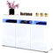 Euro Style Große Kommode mit 3 Türen+Led Schrank Sideboard Tv Schrank Wohnzimmer/Schlafzimmer 135x90x40 cm, Weiß Matt/Weiß Hochglanz/Schwarz/Golden Eiche/Sonoma Eiche (Weiß Matt- Weiß Hochglanz)