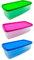 Tradineur - Pack de 3 Fiambreras rectangular - Fabricado en plástico - Capacidad de 1,25 Litros - Apta para microondas y lavavajillas - 7 x 23,5 x 12 cm - Tapa Color Aleatorio