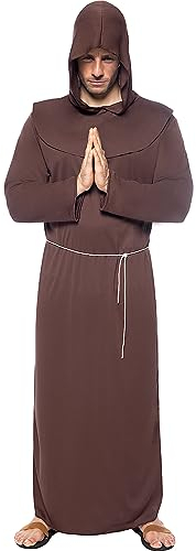 Funidelia | Disfraz de monje para hombre Sacerdote, Religioso, Profesiones - Disfraz para adultos y divertidos accesorios para Fiestas, Carnaval y Halloween - Talla 3XL - Marrón