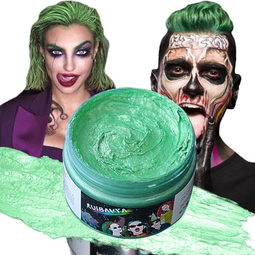 Cire Colorante Cheveux Vert Coloration Temporaire Cheveux pour Hommes et Femmes Cire Colorante Lavable DIY Gel Colorant Cheveux pour Halloween FêTes de NoëL Cosplay