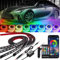 YUGUANG 4 teiliges Set unter Beleuchtung für Auto, Steuerung APP & Fernbedienung mehrfarbige Lichter synchronisiert mit Musik RGB Lichtstreifen wasserdicht für Autos, SUVs.