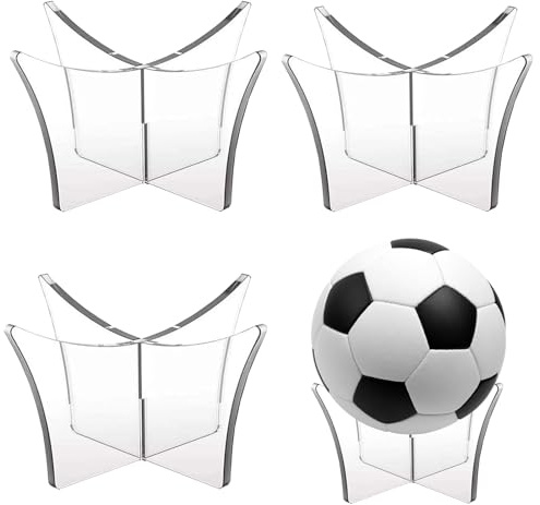 Quixotical 3 Stück Acryl Ballhalter – Transparenter Ballständer für Basketball, Fußball, Rugby & mehr, 12×12×6,4 cm, stabil & dekorativ