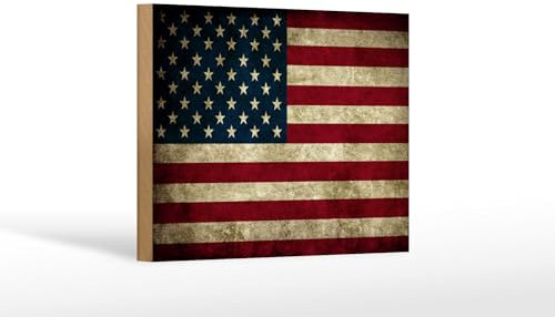 Holzschild Flagge 18x12 cm Vereinigte Staaten Amerika USA Deko Schild