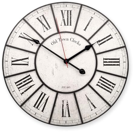 K&L Wall Art XL Wanduhr Römische Ziffern Antike Vintage Wanduhren ohne Tickgeräusche Used Look Wohnzimmer Deko Ø 40 cm