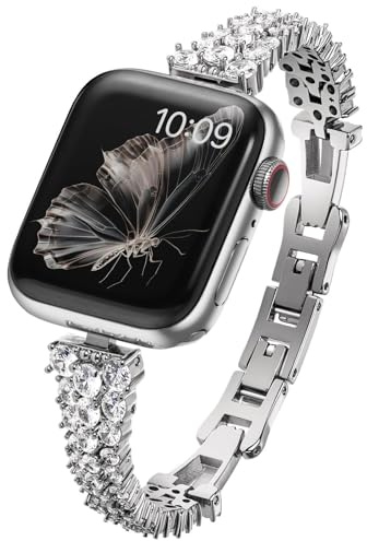 LUXIMAL Kompatibel mit Apple Watch Armband Damen 38mm 40mm 41mm 42mm 44mm 45mm, Diamantkettenarmband für iWatch Series 9 8 7 6 5 4 3 2 1 SE
