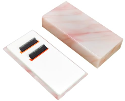 Eyelash Grafting Pallet with Cover, Dust-proof Acrylic Lash Tile holder, Eyelash Extensions Storage Gasket Pads for Beauty Artist Salon Beginners (Marble Pink)