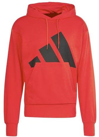 adidas Men's Essentials Big Logo French Terry Hoodie, Pure Ruby/Black, XL