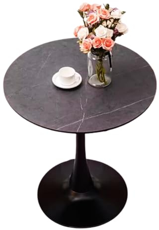 Bistrotisch, moderner runder Esstisch, 70/80 cm, MDF, farbige Platte, kleine Küche, Esszimmer, Mid-Century-Möbel, Tulpensockel für 2 bis 4 Personen (Größe: 60 cm, Farbe: Schwarz)