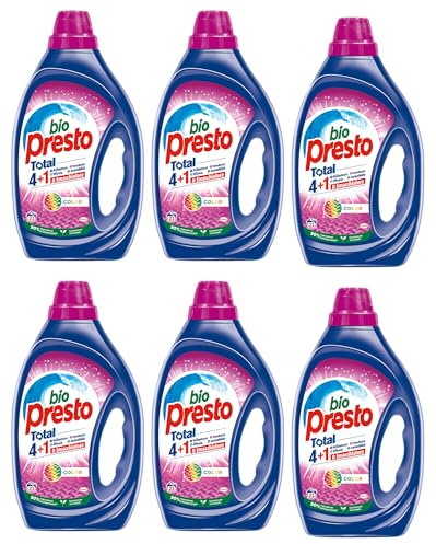 Bio Presto Liquido Color Detersivo Lavatrice Liquido, Nuova formula con Smacchiatore, 6 confezioni da 35 lavaggi, totale 210 lavaggi