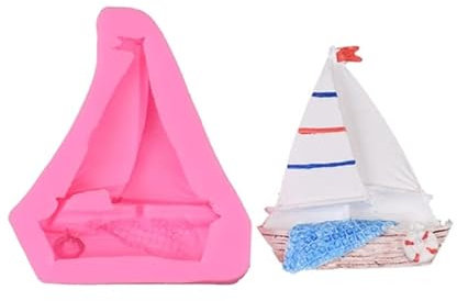 Jiqoe Silikonform zur Kerzenherstellung Anker-Segelboot-Kerzenform Epoxid-Gussform für handgefertigte Hochzeitskerzen-Ornamente