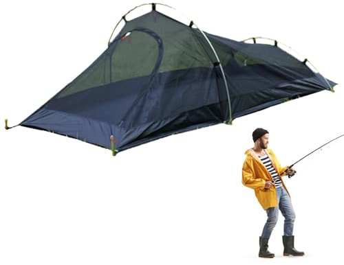 Campingzelte, Zelte für Camping 1 Person, 1-Personen-Zelt zum Camping, Einfach aufzubauender Unterschlupf mit atmungsaktivem Netz für Camping, Rucksackreisen, Wandern und Festivals von Wakeman