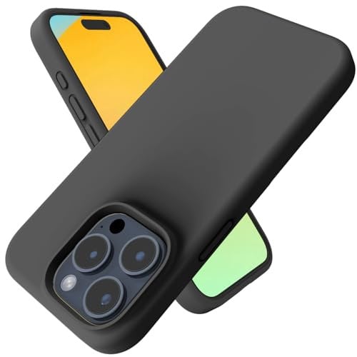 Andwing For iPhone 15 Pro Case,Liquid Silicone Case For iPhone 15 Pro Phone case Soft Phone Case Shockproof Cover Anti-Fingerprint Anti-Slip,For iPhone 15 Pro 6.1 Black