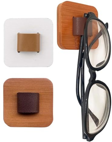 KGDUYC 2PCS Brillenaufbewahrung - Kurzer Sonnenbrillen Organizer Wandmontage, Brillenständer/Brillenhalter Zum Aufhängen Der Brille, Sonnenbrillen Aufbewahrung,Brillenständer, Weiß/Braun