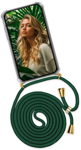ONEFLOW Handykette für Samsung Galaxy S24 FE Hülle mit Band, Handyhülle mit Kette abnehmbar, Handyband zum Umhängen, Handy Umhängeband Lange Handykordel, Twist Case – Grün