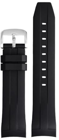 AMAUPCKCA for Tissot Starfish T120417 T120407 Silikon Biegung Uhrenarmband 22mm Schwarz Blau Gummi Schmetterling Verschluss Wasserdicht Mann Armband(Black sk)