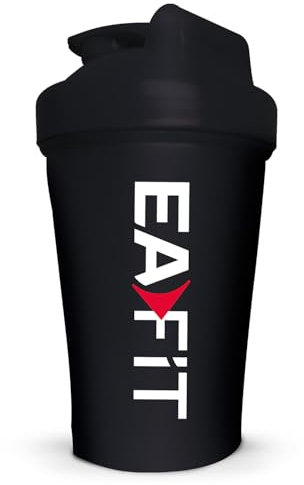 Shaker Protéine 400 ml Sans BPA – Shaker Gradué avec Mélangeur en Acier – Whey Protein, Pre Workout, Creatine – Shaker Plastique Anti-Fuite pour Sport et Fitness - Noir opaque - EAFIT marque française