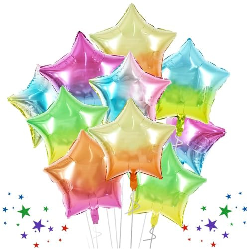 DecoGlee 30Stk 45,7 cm große farbenfrohe Stern-Form Folienballons große Gradienten Sterne Helium Mylar Ballons für Geburtstag Hochzeit Babyparty Jubiläum Verlobung Party Dekorationen Supplies