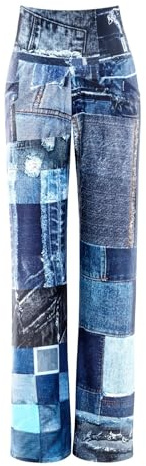 WINSHAPE Damen Trainingshose Functional Comfort Wide Leg Pants Cul105c “high Waist” im Jeans Print