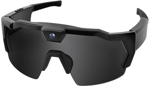 Uoqpty Gafas Deportivas HD POV con Cámara - Gafas Inteligentes Antirreflejos para Hombres Y Mujeres, Ga-fas De Sol con Cámara Y Audio, Video De Acción, para Ciclismo, Senderismo, Esquí, Vloggers
