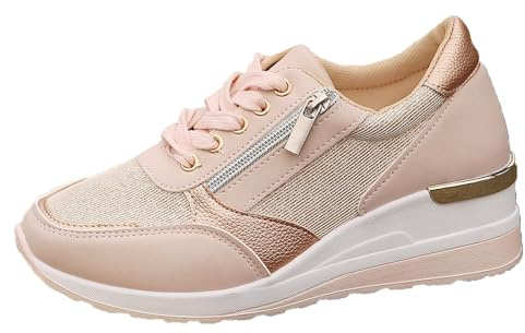 Baskets orthopédiques à fermeture éclair latérale pour femme, semelle en caoutchouc antidérapante, convient pour un usage quotidien et le fitness