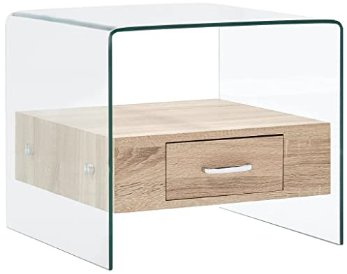 Solivagant Table Basse avec tiroir 50x50x45 cm Verre trempé,(24.85 KG)