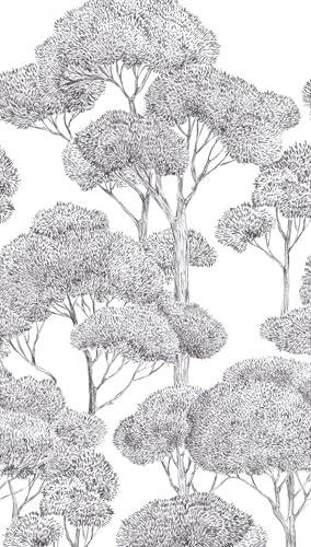 livingwalls Wald-Fototapete – Grau, Schwarz – Wandbild XXL 1,59 x 2,80 m | Ruhiges Waldmotiv als Akzentwand – matte Vliestapete, ansatzfrei & spurlos abziehbar – für Schlafzimmer & Flur