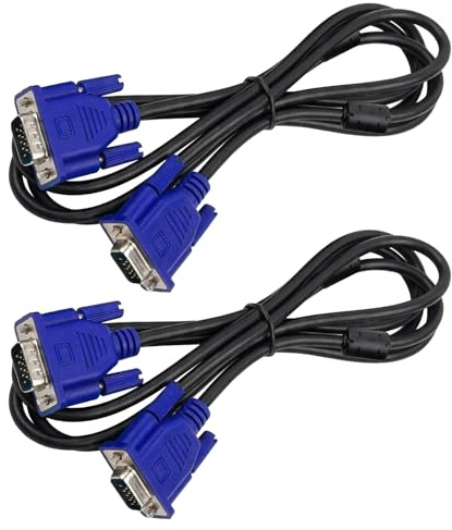TreeTribe 2Pcs 1.5m VGA-to-VGA CableFull HD 1080p Monitor Cable,Secure and Reliable Fully Shielded Secure and Reliable Male-to-Male Connection for PCs, Laptops, Monitors, Projectors and More(Blue)