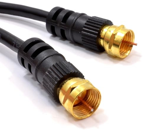 kenable Satellite F Connector Plug to Plug RG59 Coaxial Cable Gold Plated 75Ohm for Sky Digital Freesat Virgin Media Black 10m
