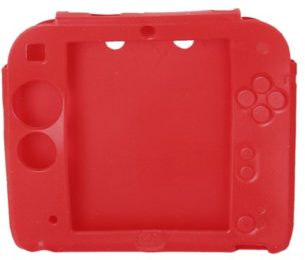 perfk Silikon Schutzhülle Schutztasche für Nintendo 2DS Cover, Schüzende vor Kratzern, Staub und Stöße, Farbwahl - Rot
