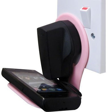 AAA PRODUCTS Mobile Phone Mains Charger Holder/Cradle - Works with Moibles, iPhone, iPod, MP3 / MP4 Player, GoPro, Action Cam, Portable Speaker (PINK)