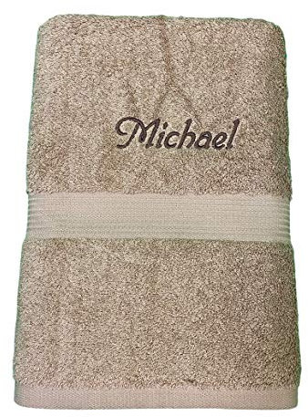 Krings Fashion Duschtuch 70 x 140 cm - Namen nach Wunsch auswählbar - Hochwertig Besticktes Handtuch - 100% Baumwolle - Einzigartiges Design - Marone - Stickfarbe wählbar