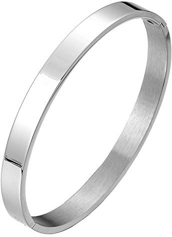 COOLSTEELANDBEYOND Poliert 20CM Klassiker Herren Damen Armband Armreif aus Edelstahl Farbe Silber