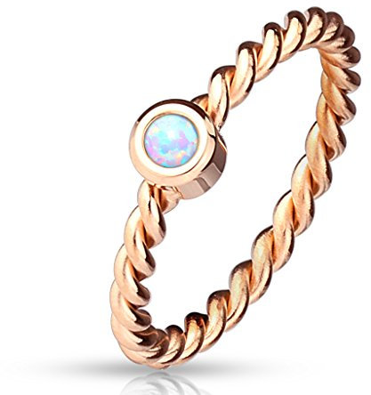 Tapsi´s Coolbodyart® Damen Ring Edelstahl Opal Rose Gold Geflochten 57(18)