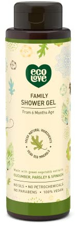 Eco Love 100% Vegan Shower Gel, Cucumbers Parsley & Spinach 17.6 Oz