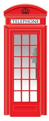 Vinilo para puerta decorativo 3D Cabina de teléfonos Londres Varias Medidas 75x205cm | Adhesivo Resistente y de Fácil Aplicación | Multicolor | Pegatina Adhesiva Decorativa de Diseño Elegante