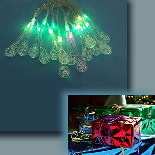 LED-Party-Weihnachts-Lichterkette Tropfen, 15x LEDs batteriebetrieben, Tisch-Fenster-Baum-Kommode-Dekorations-Leuchte-Lampe (LED-farbwechselnd)