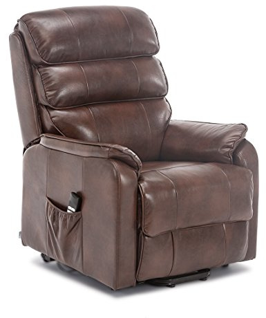 More4Homes BUCKINGHAM DUAL MOTOR ELECTRIC RISE RECLINER BONDED LEATHER ARMCHAIR SOFA MOBILITY CHAIR (Brown)