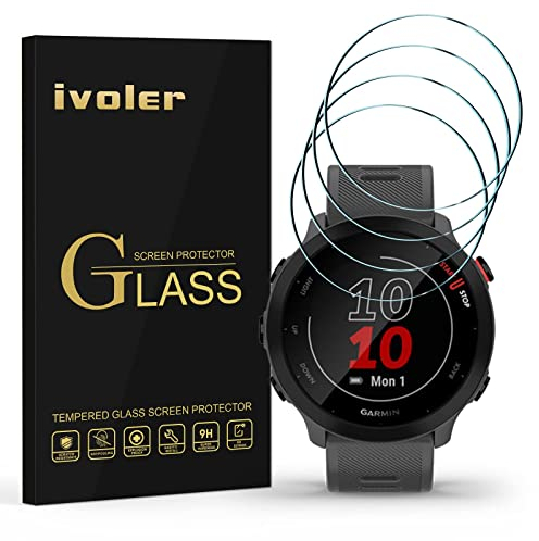 ivoler 4X Cristal Templado Protector de Pantalla para Samsung Galaxy Watch 4 Classic 46mm / Watch 3 45mm / Garmin Vivoactive 3 / Forerunner 645 / Music / 245 / Music / 45 / 45S / 55 / Approach S60