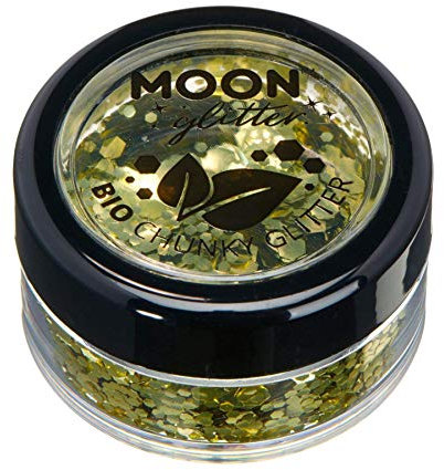 Biologisch abbaubarer Öko-Glitter von Moon Glitter - 100% kosmetischer Bio-Glitter für Gesicht, Körper, Nägel, Haare und Lippen - 3g - Gold