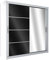 Furniture24 Kleiderschrank Brandon 150 Schlafzimmer 2 Türiger Schwebetürenschrank Schrank mit Kleiderstange 8 Einlegeboden Weiß/Schwarz Glas
