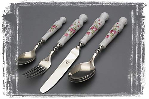 Besteck Set Bohemia 1987 Rosarote Rosen BB 24teilig mit Holzbox